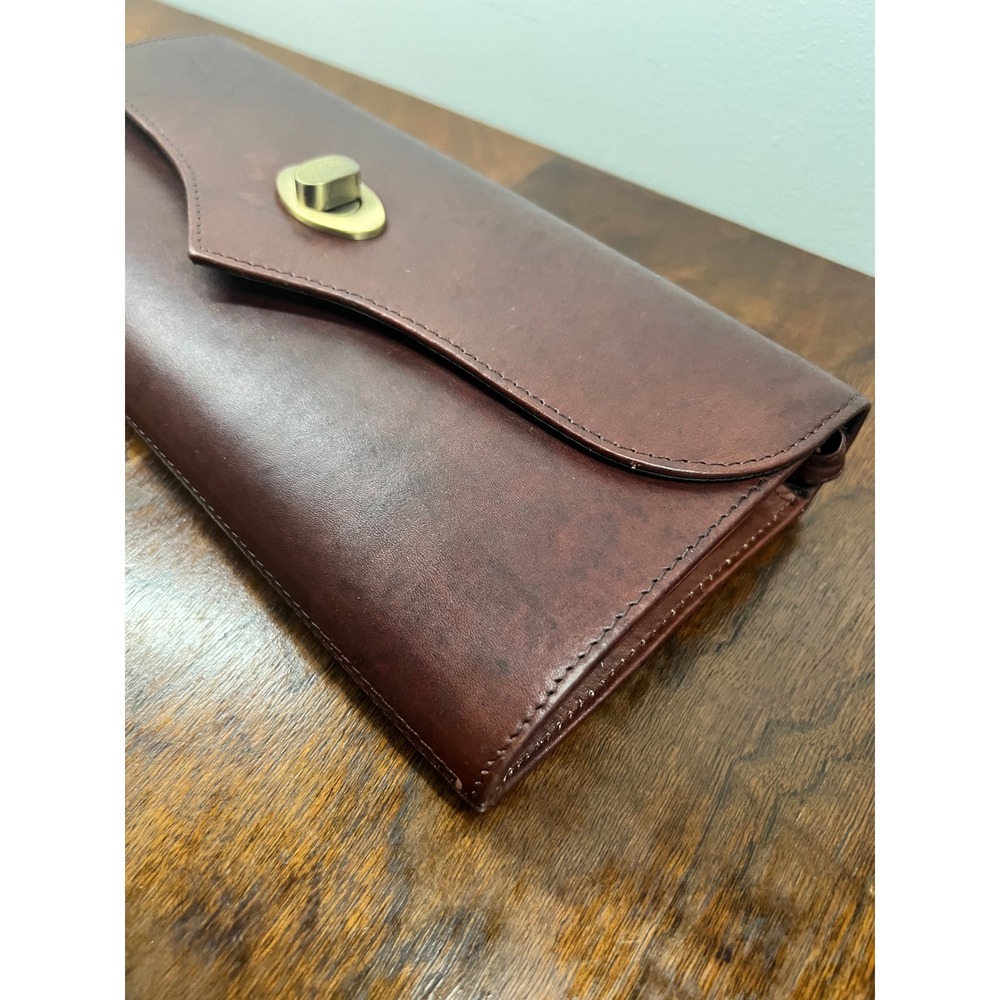 Wilson's Leather Clutch Removable Strap 90's Retro Vintage Burgundy Brown Bag - Picture 3 of 10
